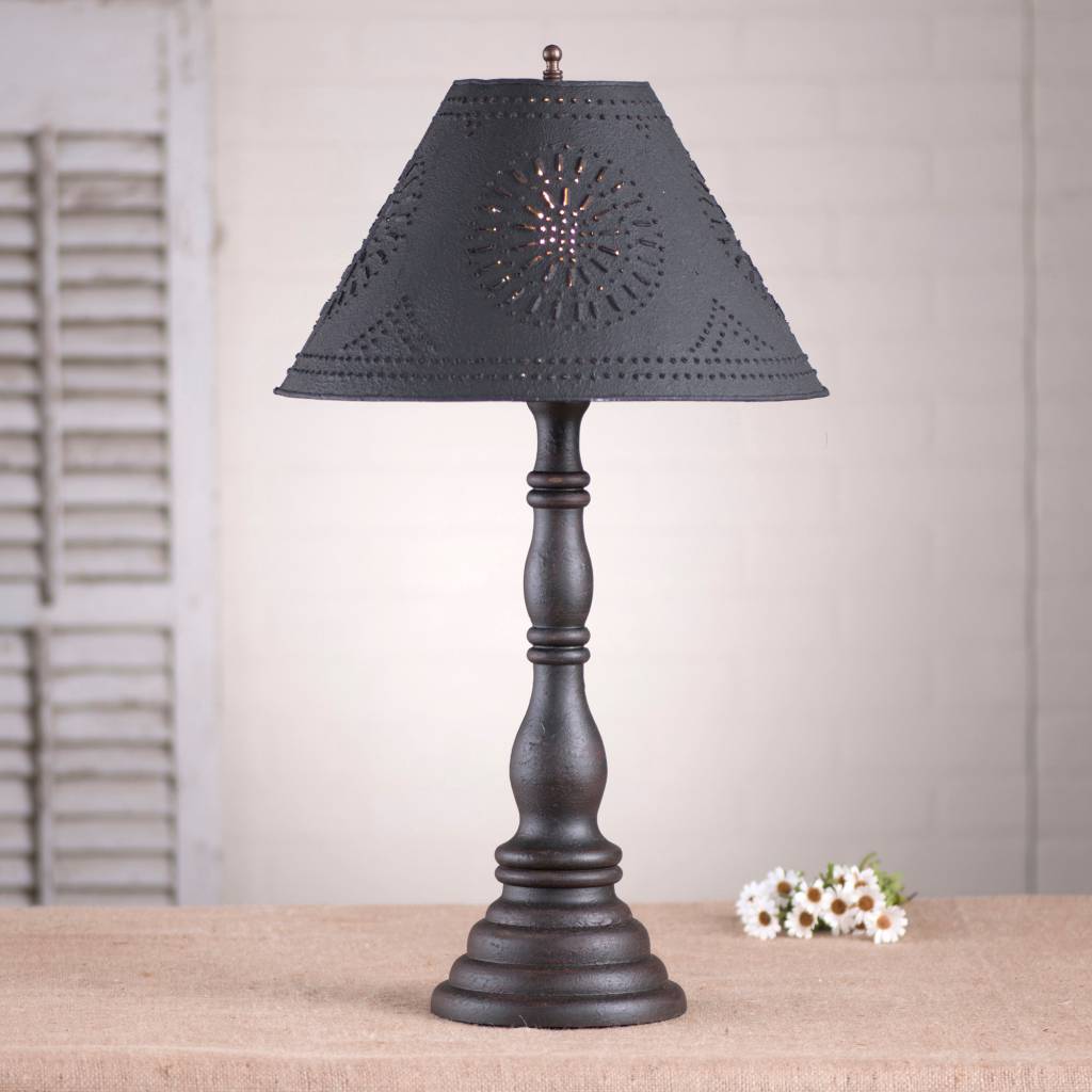 Irvin's Tinware Davenport Lamp with Textured Black Shade in Americana Brand: Irvin's Tinware