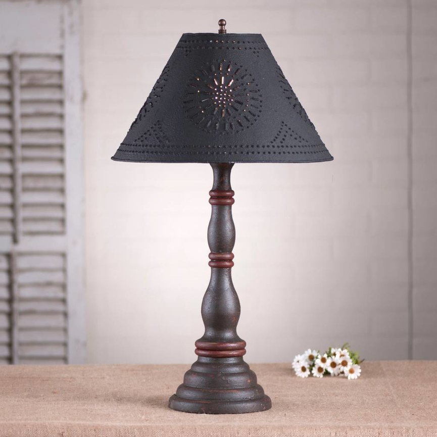 Davenport Lamp with Textured Black Shade in Americana
