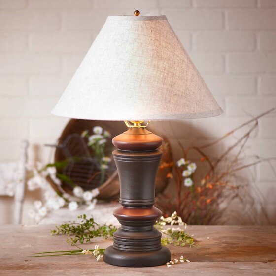 Peppermill Lamp Base in Sturbridge Black with Red Stripe