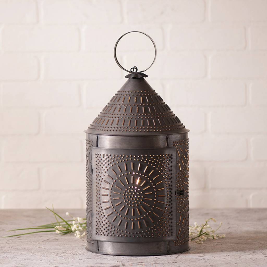 Fireside Lantern In Blackened Tin Fireside Lantern In Blackened Tin