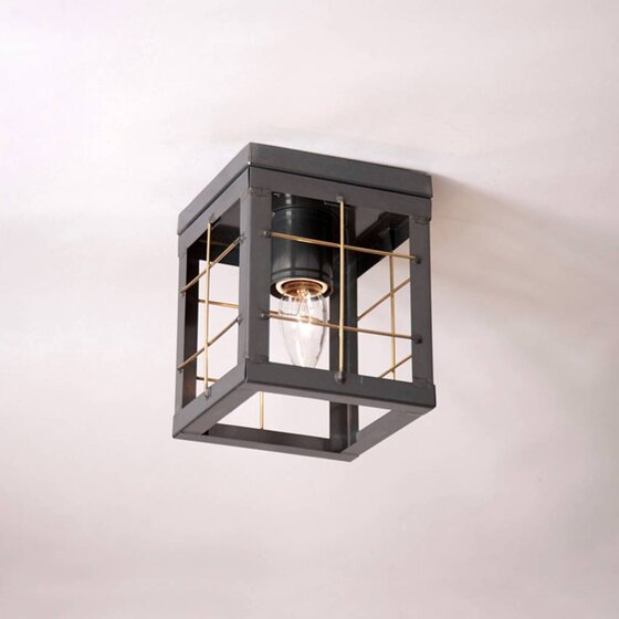 Country Tin Ceiling Light with Brass Bars
