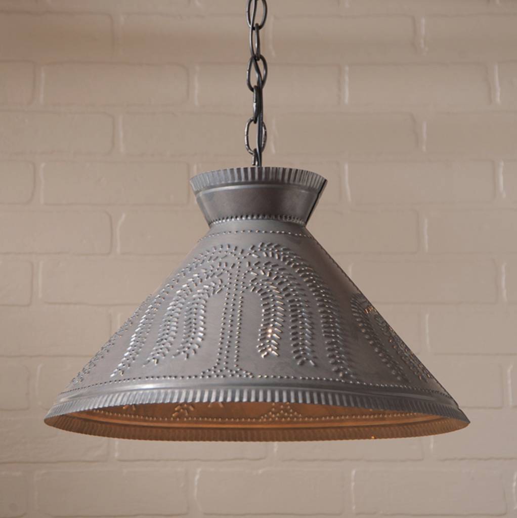 Irvin's Tinware Roosevelt Shade Light with Willow in Kettle Black