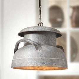 Irvin's Tinware Milk Can Pendant in Weathered Zinc