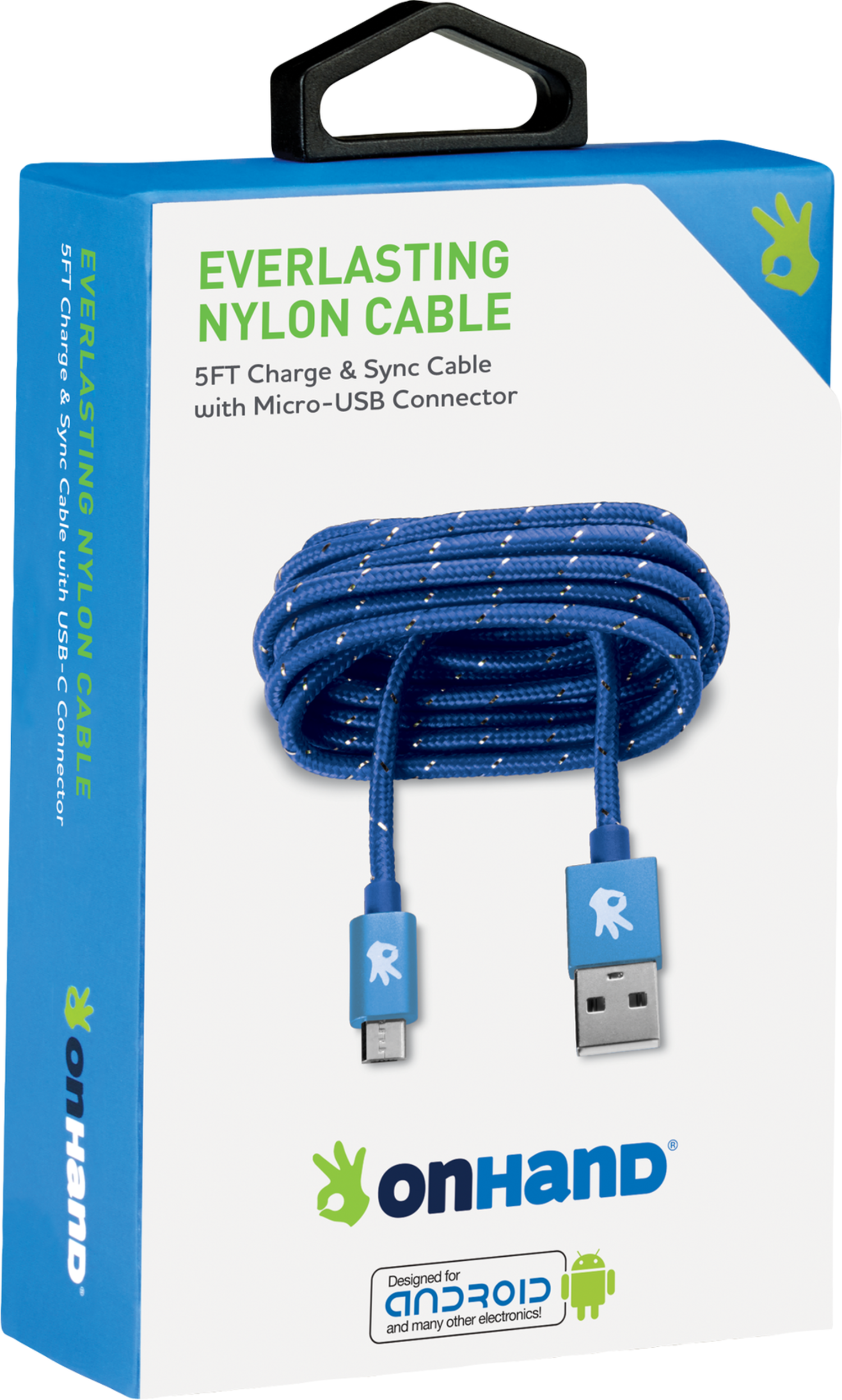 OnHand Micro-USB Cable Blue 5ft - kite+key, Rutgers Tech Store