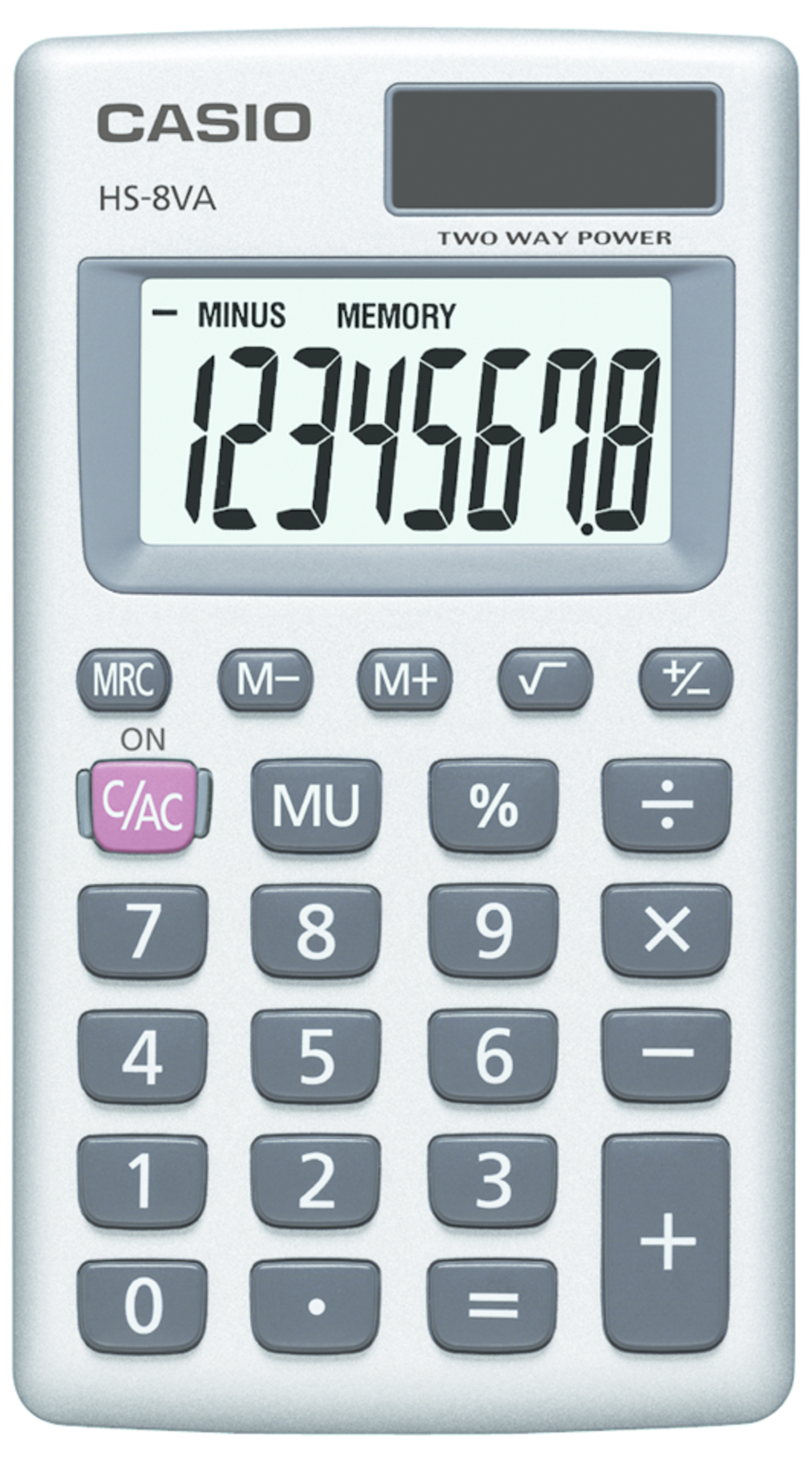 Casio HS-8V Basic Calculator,Battery Backup, Easy-to-read Display, Big  Display, Auto Power Off, Independent Memory, Non-stick Key - Battery/Solar  Powered - 0.3" x 2.3" x 4" - Silver - kite+key, Rutgers Tech Store
