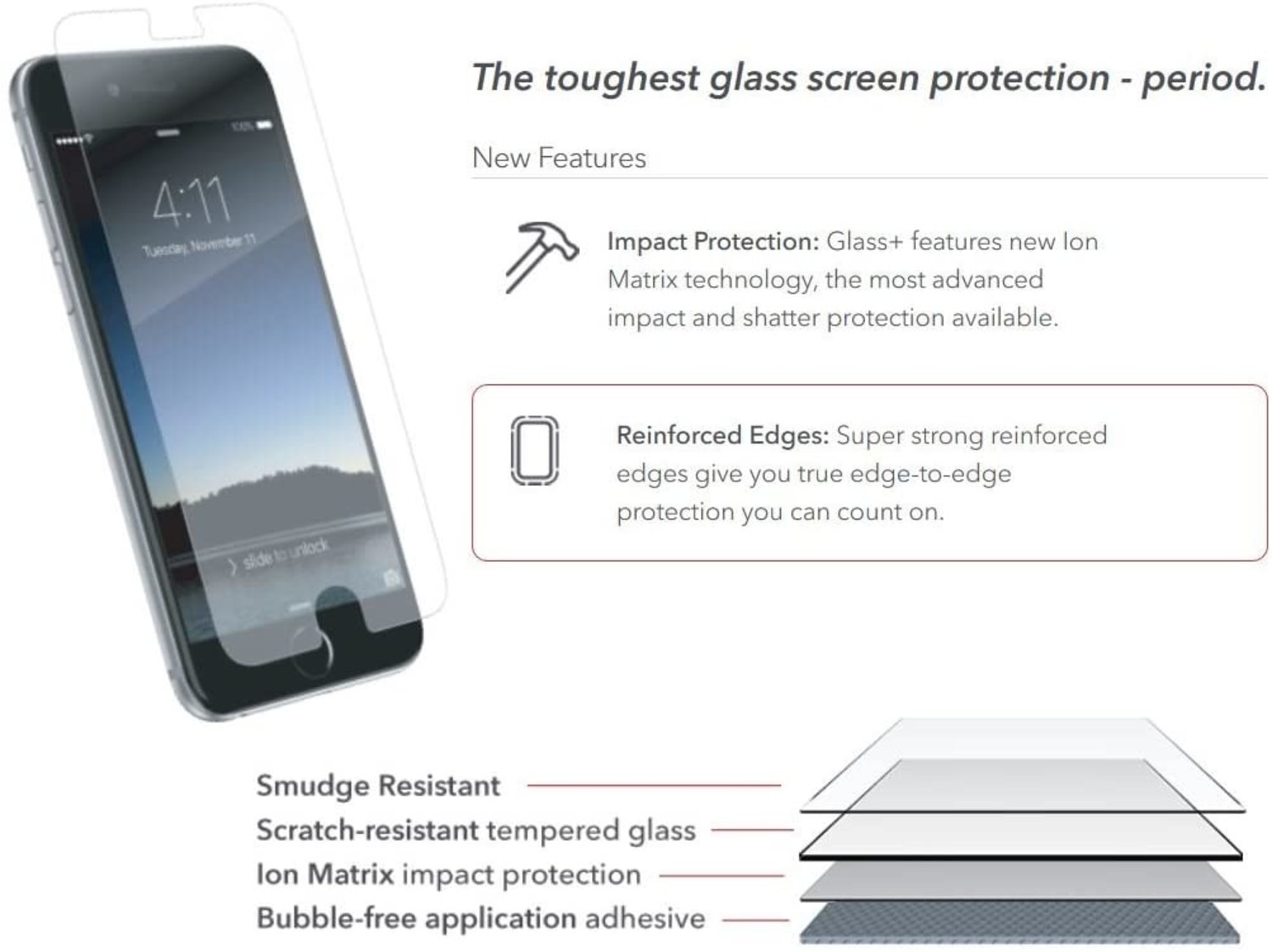 invisibleSHIELD Glass+ Screen Protector Crystal Clear,InvisibleShield Glass  Plus for Apple iPhone 6/6s/7/8 - kite+key, Rutgers Tech Store