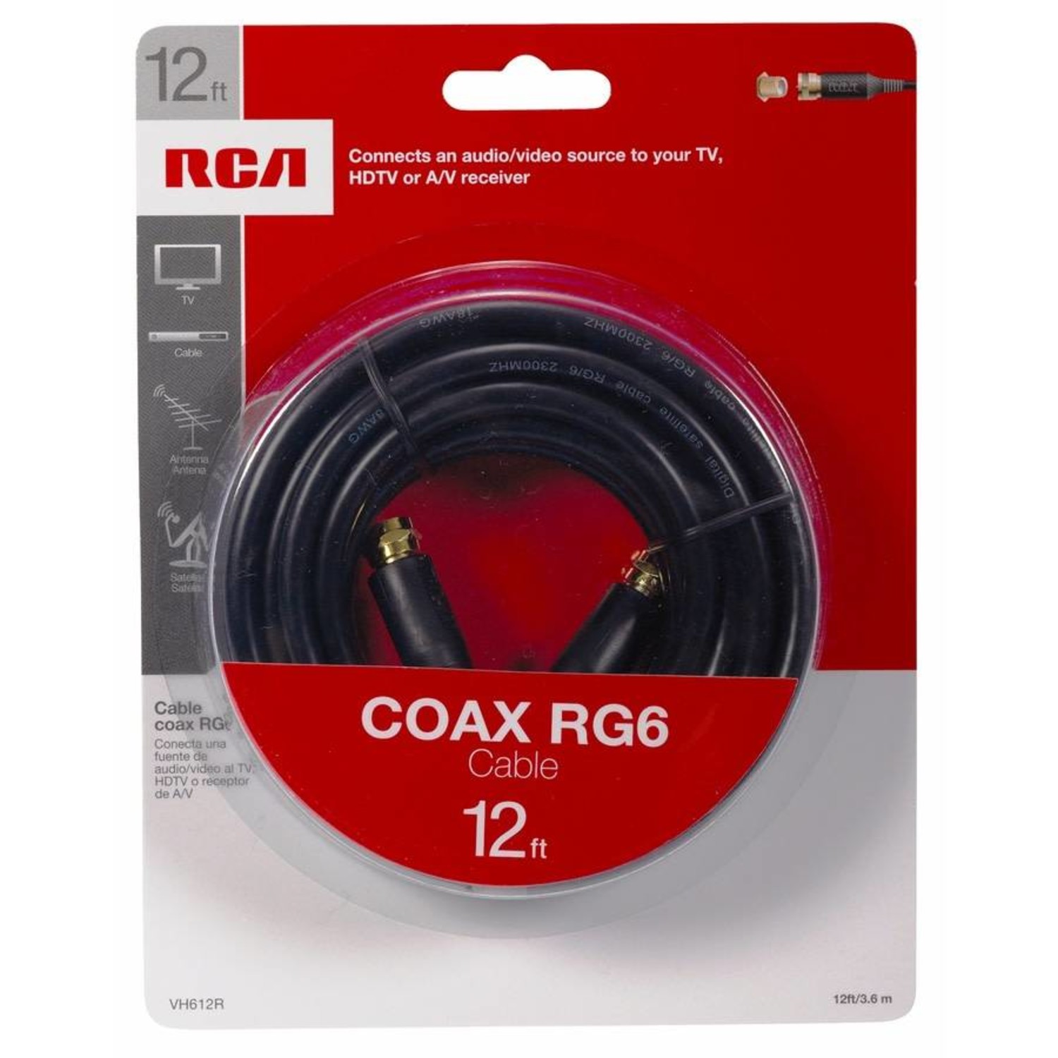 RCA RG6 Coaxial Cable- 12 ft - kite+key, Rutgers Tech Store