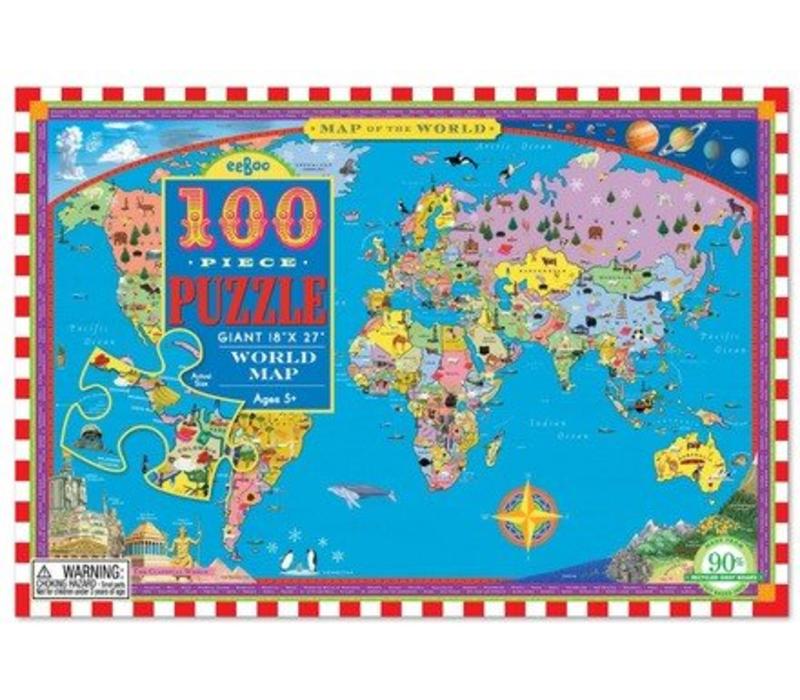 World Map 100 pc Puzzle Eeboo