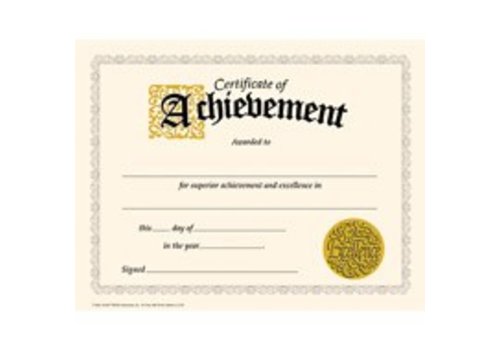 Trend Enterprises Certificate of Achievement