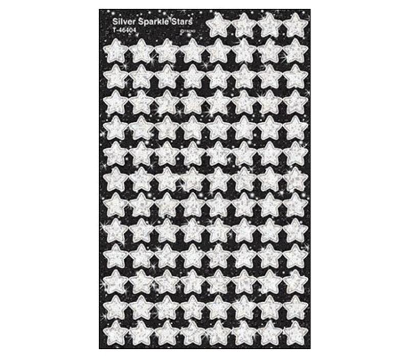 Silver Sparkle Stars Stickers (D)*
