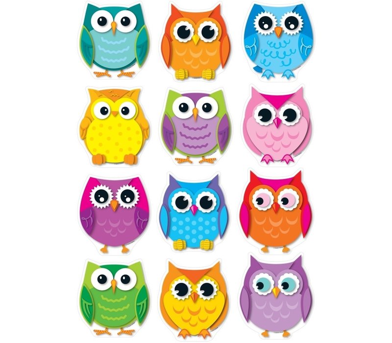 Colorful Owls Cut-Outs/Accents