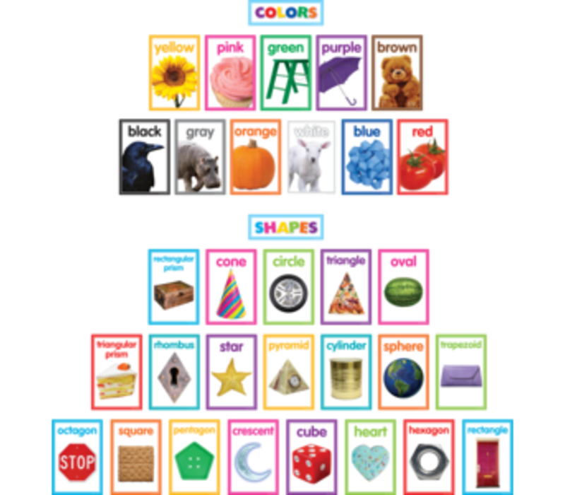 Colorful Photo Shapes & Colors Cards Bulletin Board Set