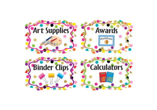 Teacher Created Resources Confetti Classroom Organizers - Supply Labels