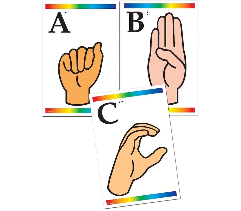 Sign Language Learning Cards with Braille Learning Cards Grade PK-12