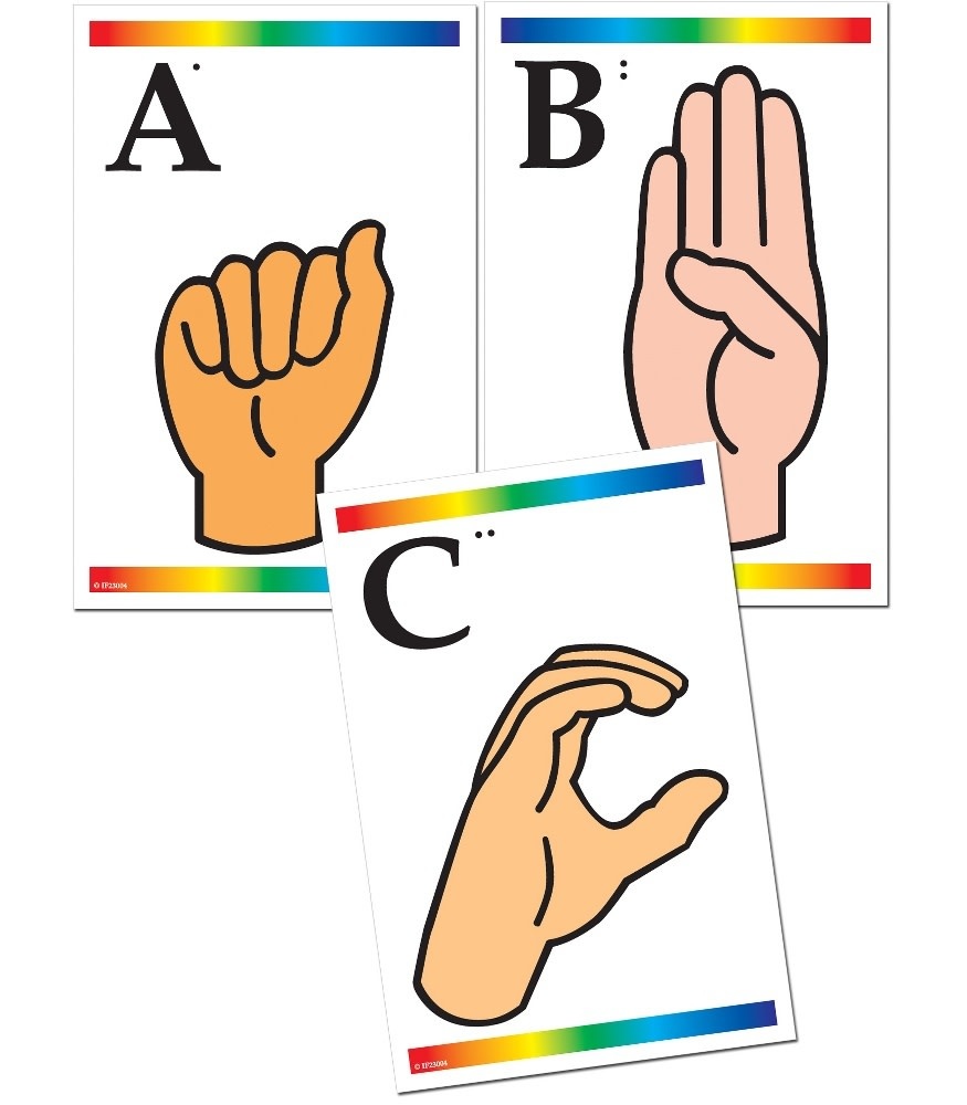 Sign Language Learning Cards with Braille Learning Cards Grade PK12