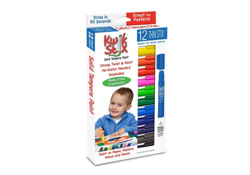 THE PENCIL GRIP COMPANY Kwik Stix  Tempera Paint 12 Thin Stix - Classic Colours*