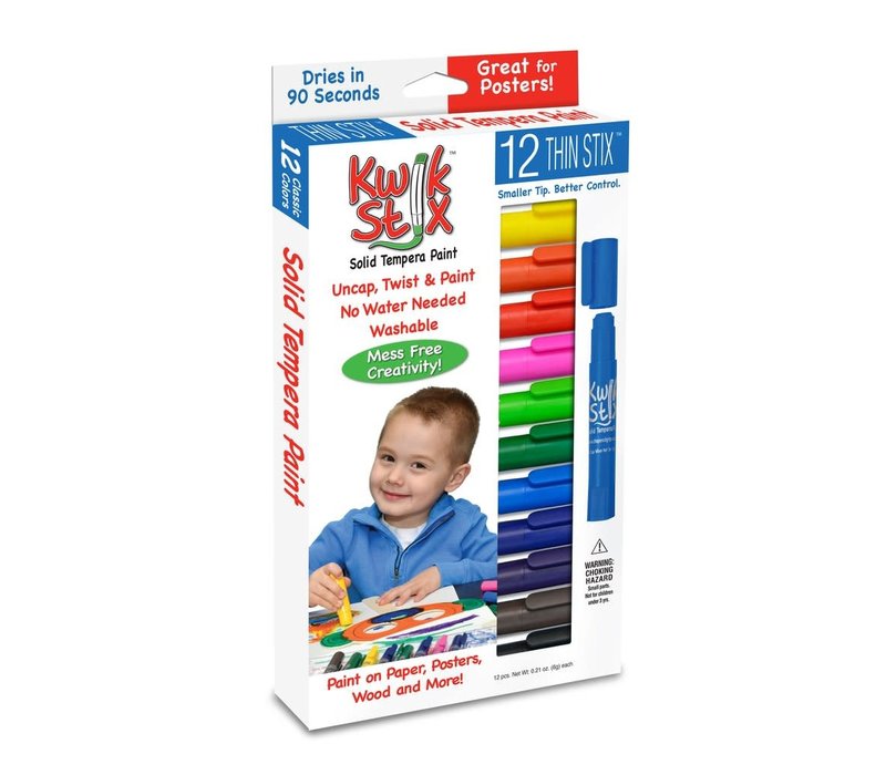 Kwik Stix  Tempera Paint 12 Thin Stix - Classic Colours*
