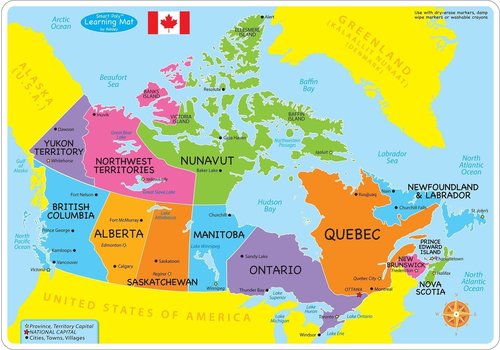 ASHLEY PRODUCTIONS Learning Mat Map of Canada Basic