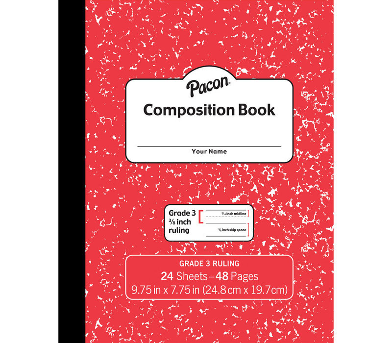 MARBLE COMPOSITION BOOK GR 3, RED 3/8 IN RULED