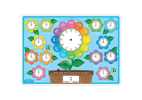 ASHLEY PRODUCTIONS Learning Mat Telling Time, Double-sided