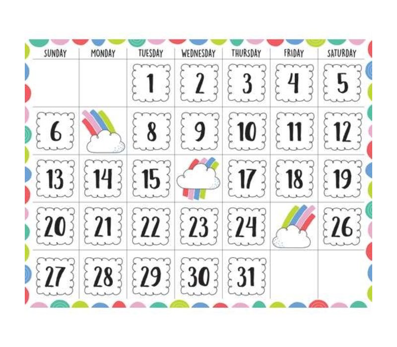 Rainbow Doodles Calendar Chart 17"x22"