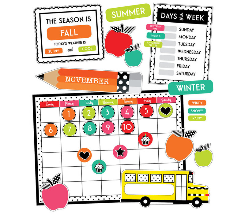 Stylish Brights Calendar Bulletin Board Set