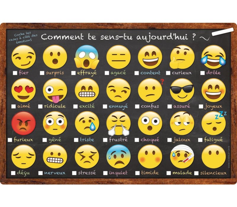 French Emoji How Are You Feeling Poly Chart 13" x 19"