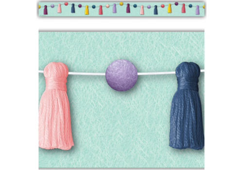 Teacher Created Resources Oh Happy Day Pom-Poms and Tassels Straight Border Trim