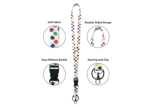 Teacher Created Resources Colorful paw prints Lanyard