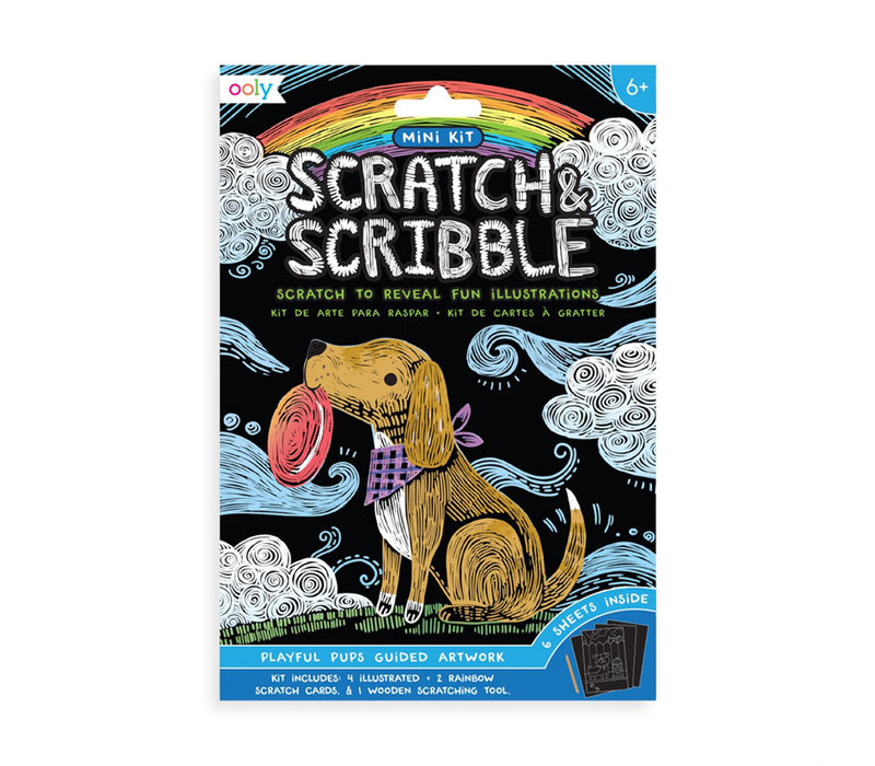 Mini Scratch & Scribble Art Kit:  Playful Pups (7 pc set)*