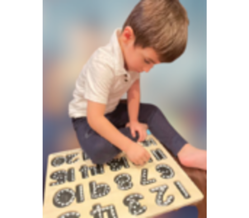 Raised Number Puzzle with Chalkboard Base