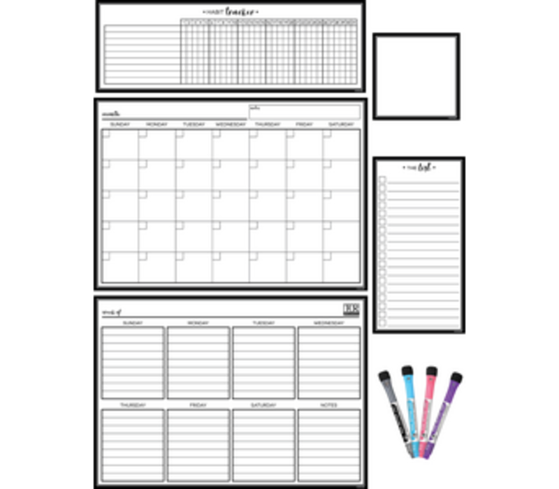 Black & White Dry-Erase Magnetic Calendar Set*