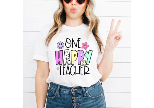 Lessons In Positivitiy One Happy Teacher- T-Shirt  Sizes: Sm/Med