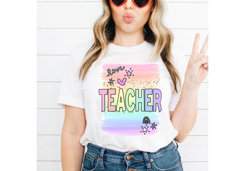 Lessons In Positivitiy Rainbow Teacher - T-Shirt Sizes: LG/ XLG