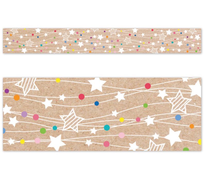 Krafty Pop Colorful Kraft Stars on Strings EZ Border