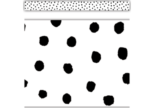 Teacher Created Resources Black Painted Dots on White Straight Border Trim