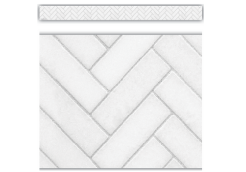 Teacher Created Resources Modern Farmhouse White Herringbone Straight Border Trim*