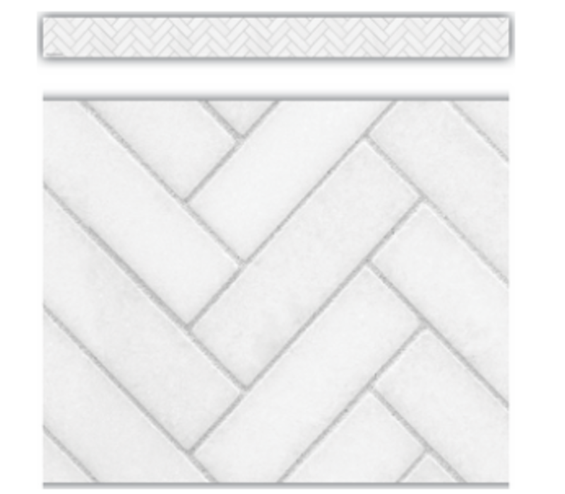 Modern Farmhouse White Herringbone Straight Border Trim