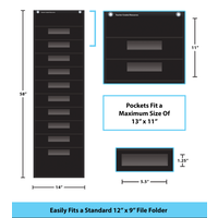 Black 10 Pocket File Storage Pocket Chart*
