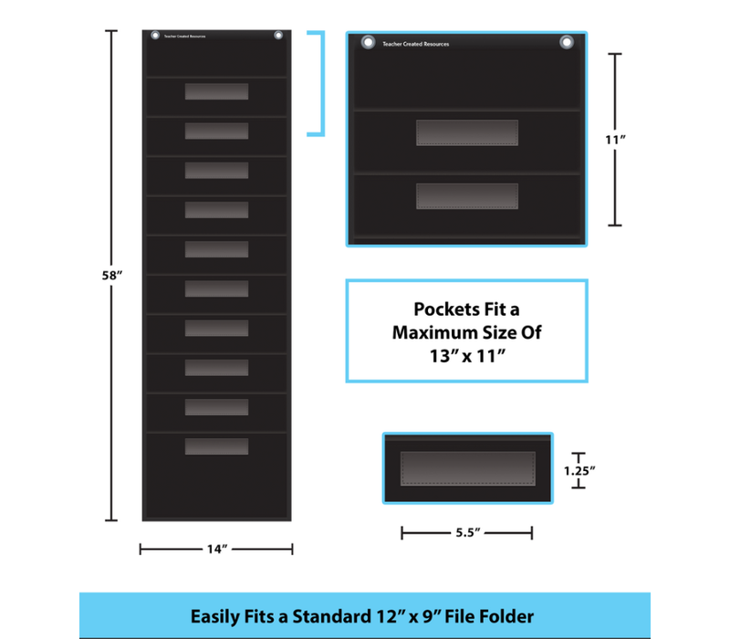 Black 10 Pocket File Storage Pocket Chart*