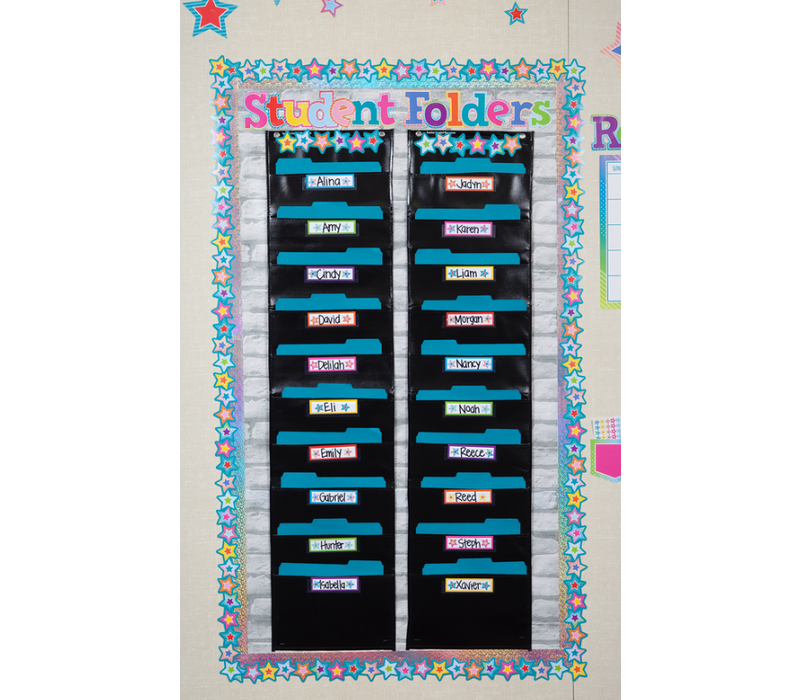 Black 10 Pocket File Storage Pocket Chart*
