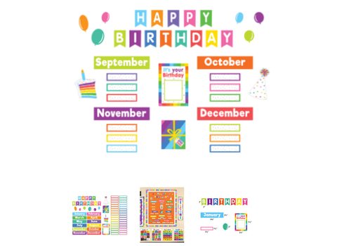 Teacher Created Resources Colorful Happy Birthday  Mini Bulletin Board Set