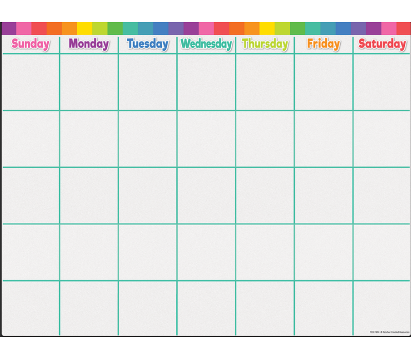 Colourful Calendar Write-on/Wipe-off Chart*