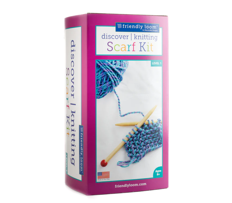 Friendly Loom Discover Knitting: Scarf Kit-blue