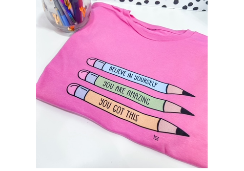 Lessons In Positivitiy Pencil Affirmation T-shirt SM-XL
