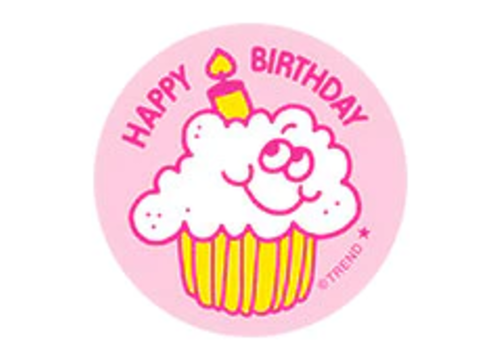 Trend Enterprises Happy Birthday, Whipped Cream Scent Retro  Scratch 'n Sniff Stickers (D)*
