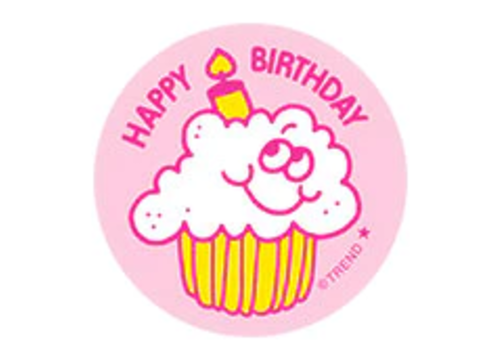 Trend Enterprises Happy Birthday, Whipped Cream Scent Retro  Scratch 'n Sniff Stickers