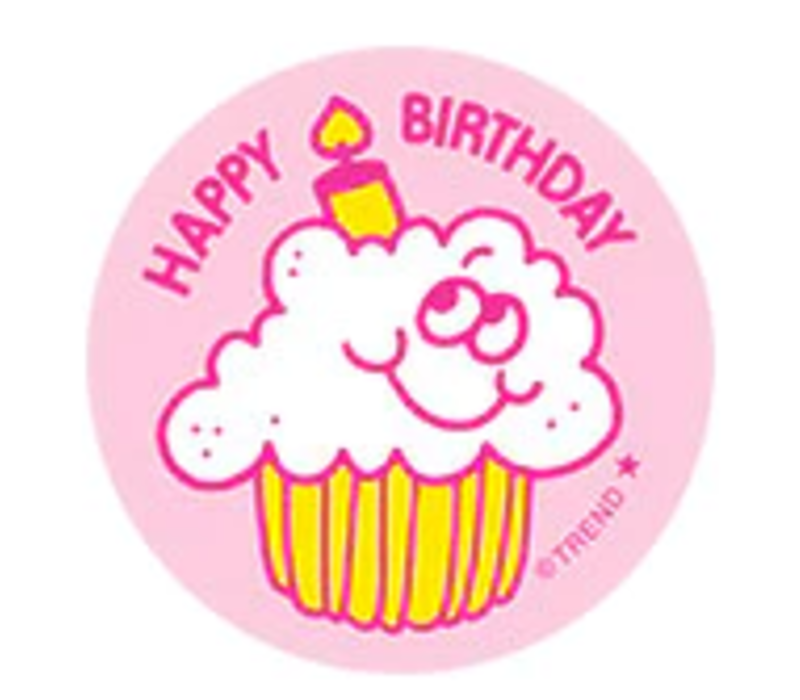 Happy Birthday, Whipped Cream Scent Retro  Scratch 'n Sniff Stickers*