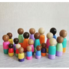 AshPaint Things Multicultural 20 piece Wooden Peg Doll Set
