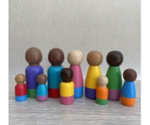 Multicultural 10 piece Wooden Peg Doll Set * - Learning Tree